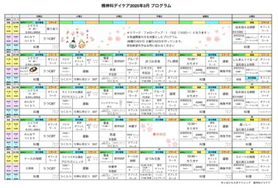 ひな祭り　3月のプログラム表アップしました